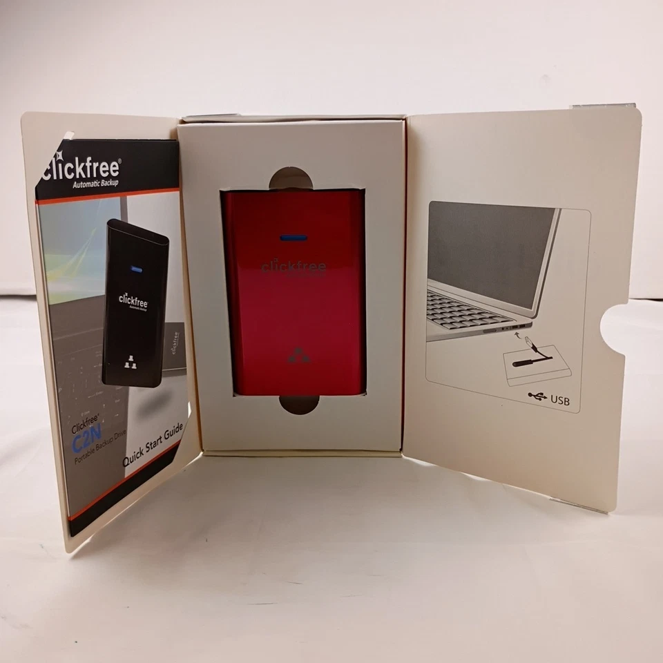ClickFree Automatic Backup Drive with Dock 500GB Portable Backup Drive Red - New - Image 4 of 4