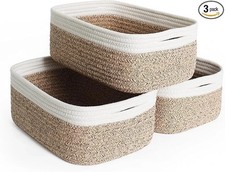 11.81"x7.87"x4.72" Storage Baskets for Shelves, 3 Pack Small Cotton Rope Woven B