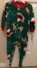 Carter  s Fleece Santa  Reindeer Footie Pajama Sleeper 12M New