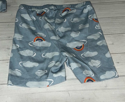 LL Bean Organic Cotton Fitted Pajamas Top Shorts Foggy Clouds & Rainbows Kids 12 - Picture 6 of 12