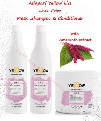 Alfaparf Yellow Liss Mask Anti-Fizz Maske + Shampoo + Conditioner (3 x 500 ml)
