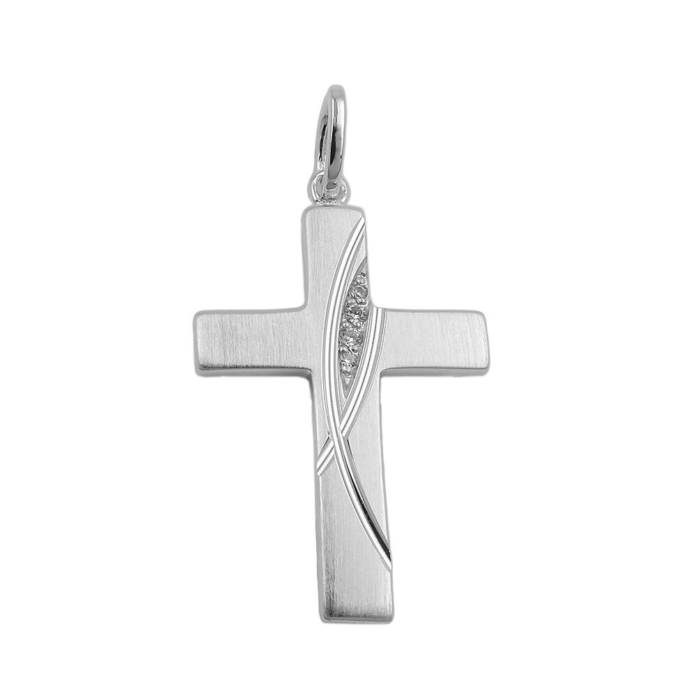 Kinder Taufe Kommunion Firmung Zirkonia Kreuz Anhänger Echt Silber 925 Mit Kette