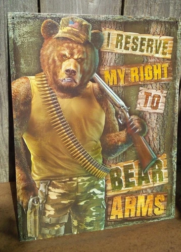 Right To Bear Arms Tin Metal Sign 2nd Amendment Guns Wall Bar Garage Shop Decor