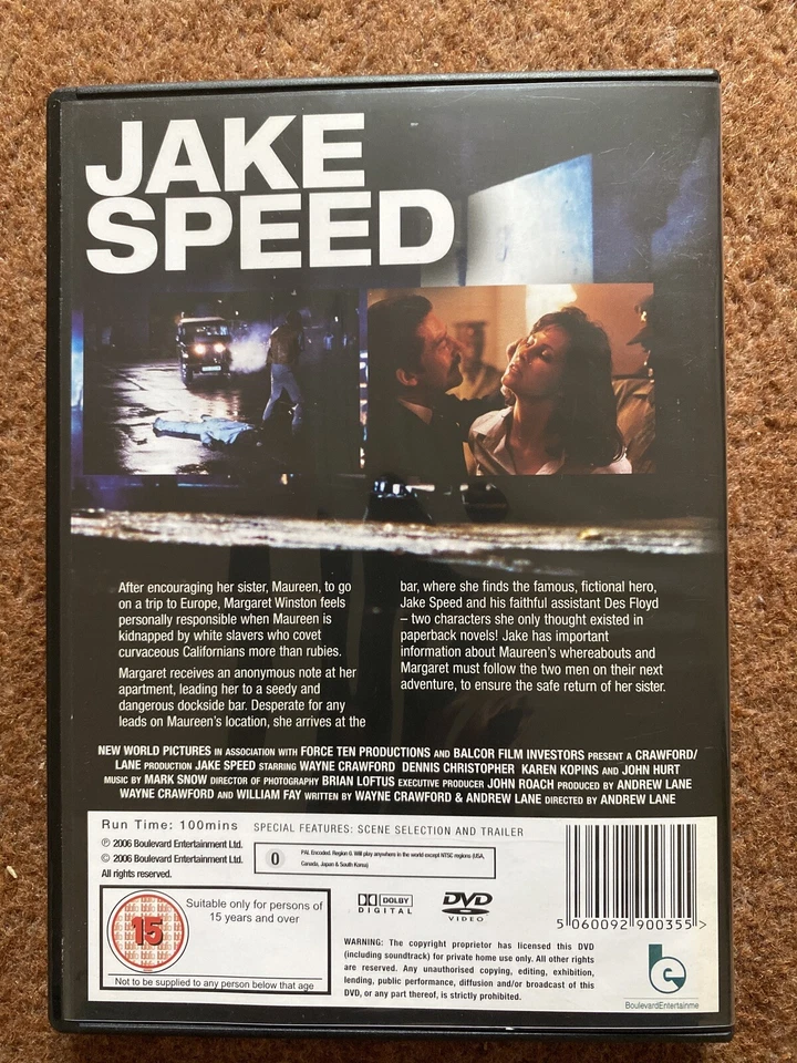 Jake Speed (Pre Owned DVD) Good Condition Wayne Crawford John Hurt Karen Kopins - Image 2 of 3