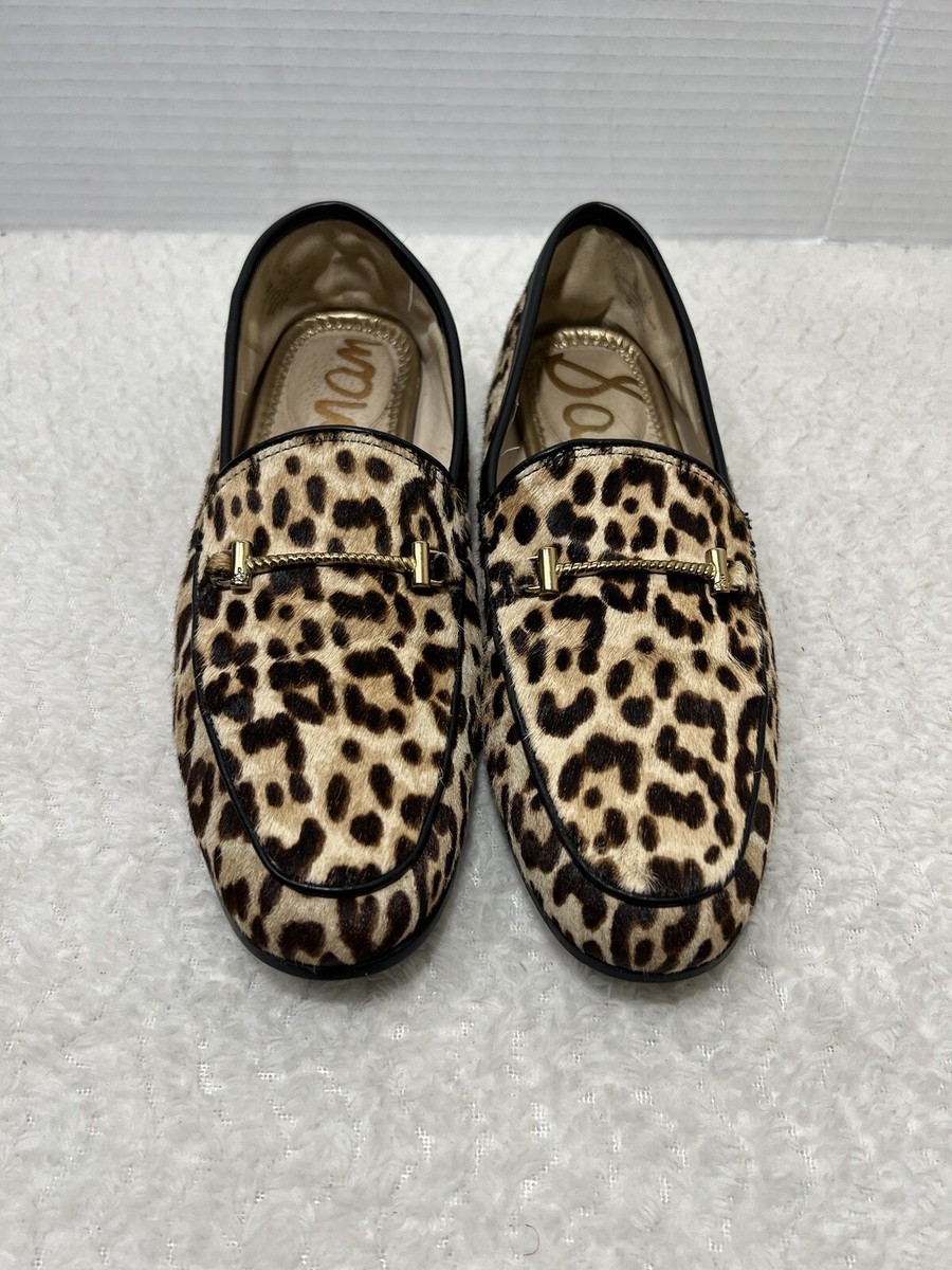 Sam Edelman Lorraine Loafers Calf Hair Cheetah Leather Gold