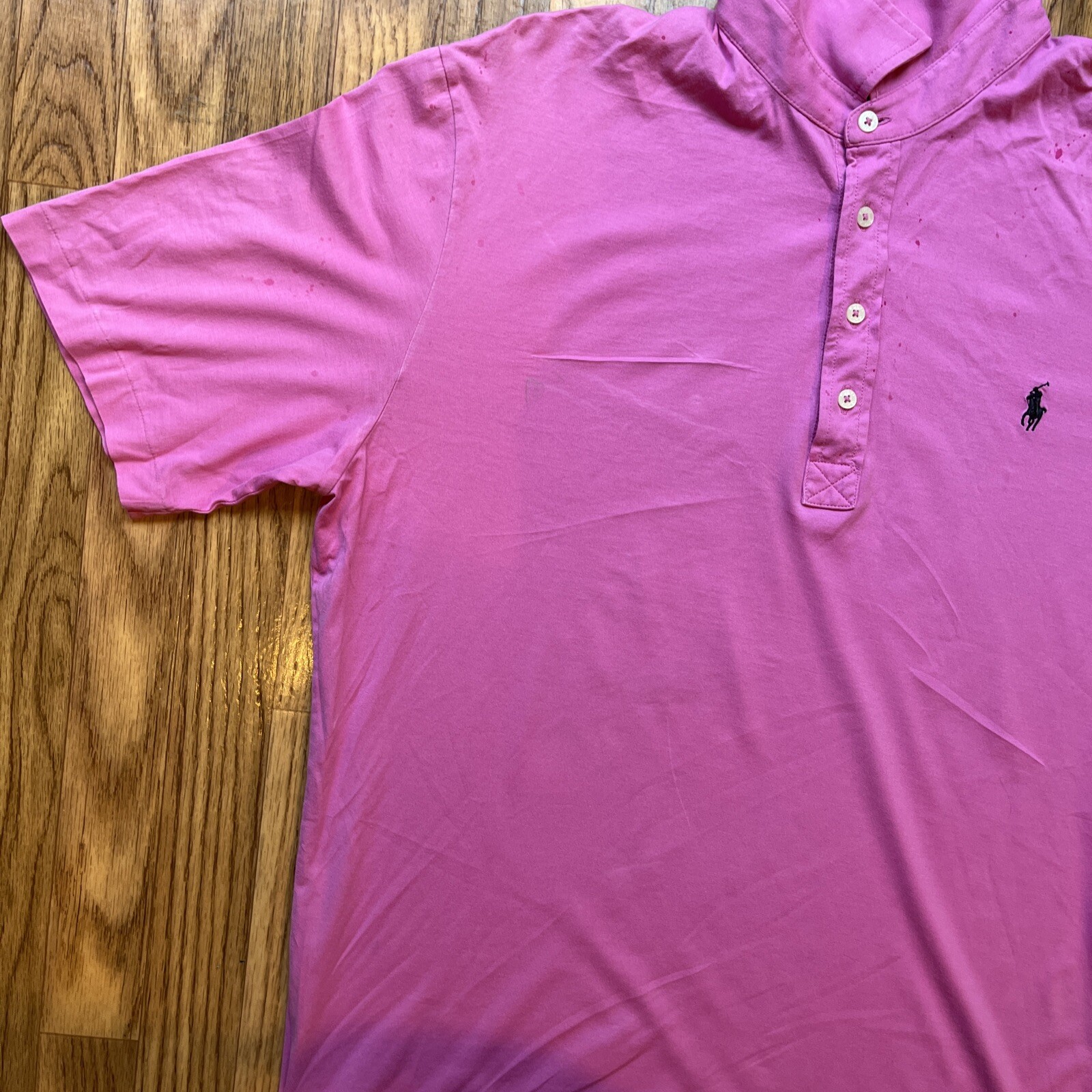 Polo Golf Ralph Lauren Polo Rugby Shirt; Uomo Large; Rosa Tinta Unita; Logo Pony