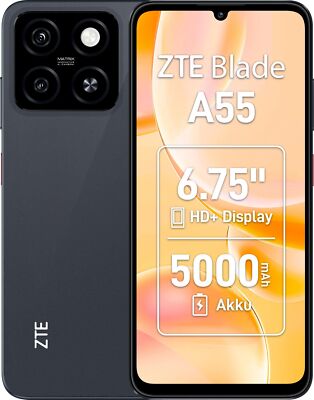 ZTE Blade A55 6,75 Zoll HD+ 4G LTE Android Smartphone 4GB + 64GB - Schwarz