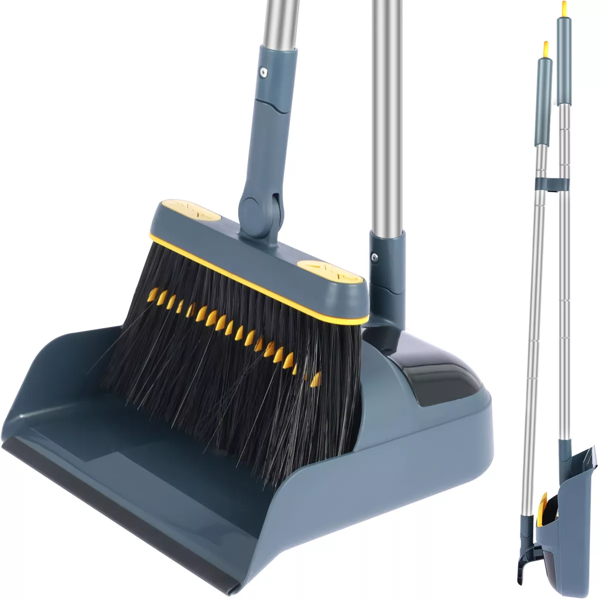 Broom and Dustpan Set with Long Handle Broom Dustpan Combo Upright Standing  HO