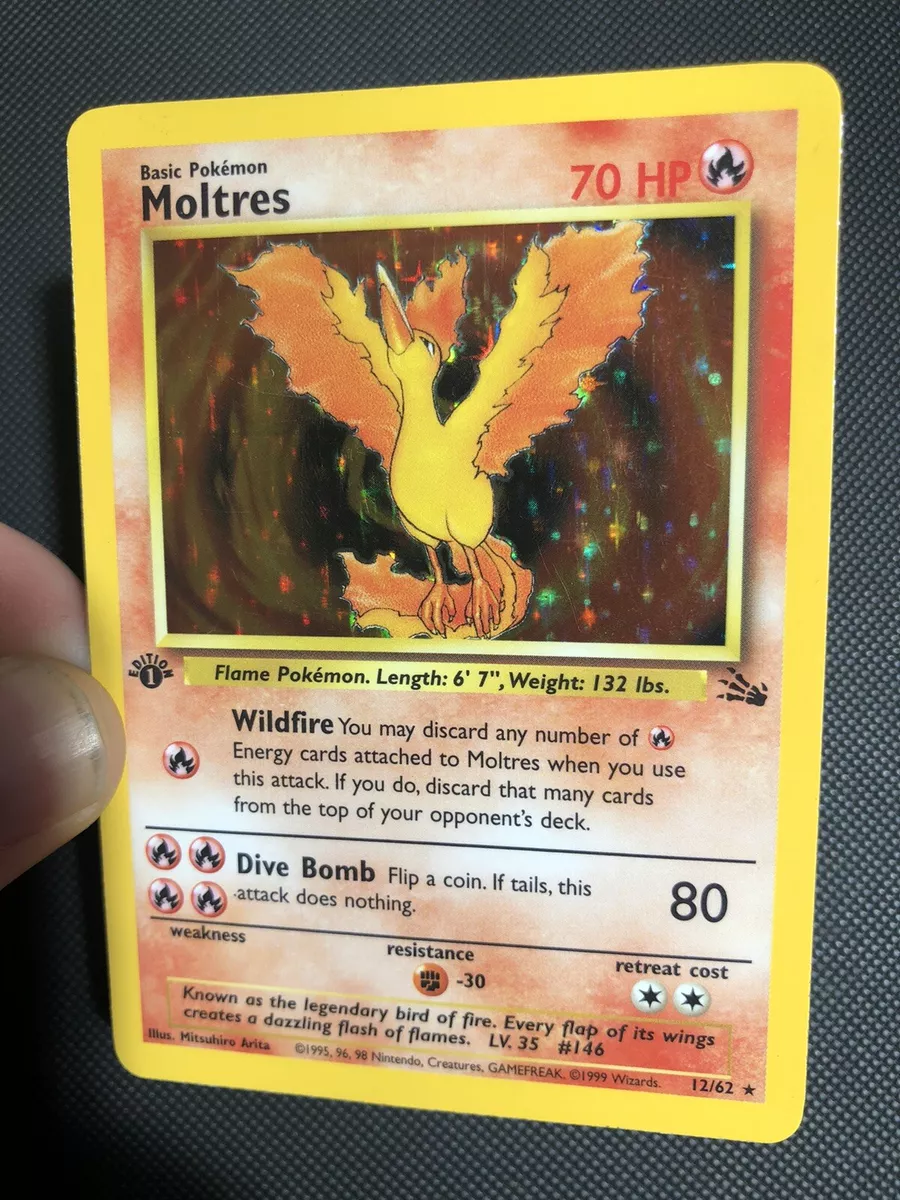 MOLTRES 12/62 Fossil Set Holo Pokemon Card Exc / 