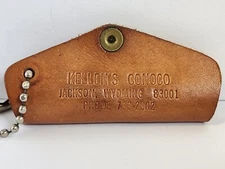 Vintage Jackson Wyoming KELLENS CONOCO BF GOODRICH Gas Station Leather Key Fob