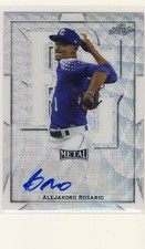 ALEJANDRO ROSARIO 2019 Leaf Metal Perfect Game AAC Silver Wave AUTO /12 RANGERS