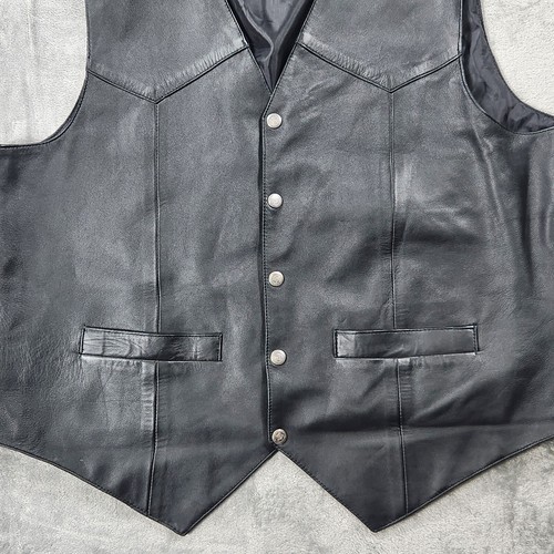 Scully Vest Men XL Black Leather Waist Coat Button Up Frontier Western Cowboy - Picture 3 of 11