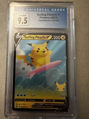 2021 Pokemon Celebrations #008 SURFING PIKACHU V Ultra Rare CGC