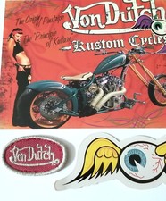 VON DUTCH VINTAGE PATCH 3 BUSINESS CARD HOTROD KUSTOM KULTURE TATTOO MOTORCYCLE