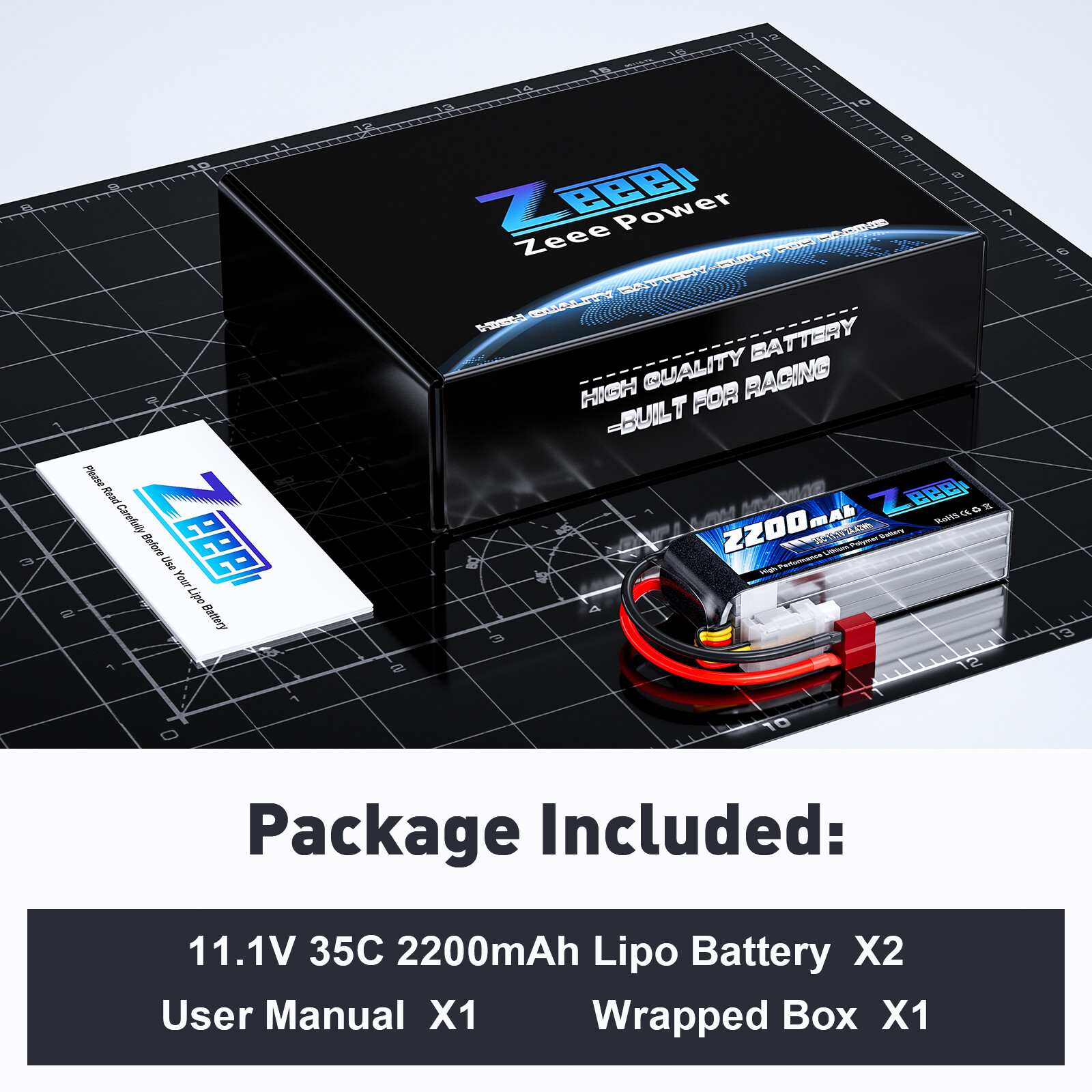 2xZeee 3S Lipo Battery 2200mAh 35C 11.1V T Plug for RC Heli Airplane Quad Drone