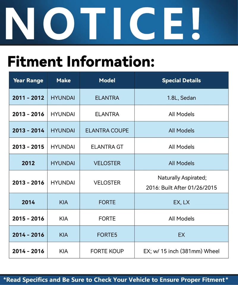 Front Rear Rotors and Brake Pads for Hyundai Veloster Elantra Coup GT Kia Forte5 - Image 2 of 4