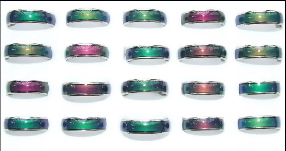 Lots 10pcs Stainless steel Change color Emotional Mood Rings Band Mix Size 6 9