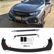 Front Bumper Lip Splitter Spoiler Body Kit + Strut Rods for Honda