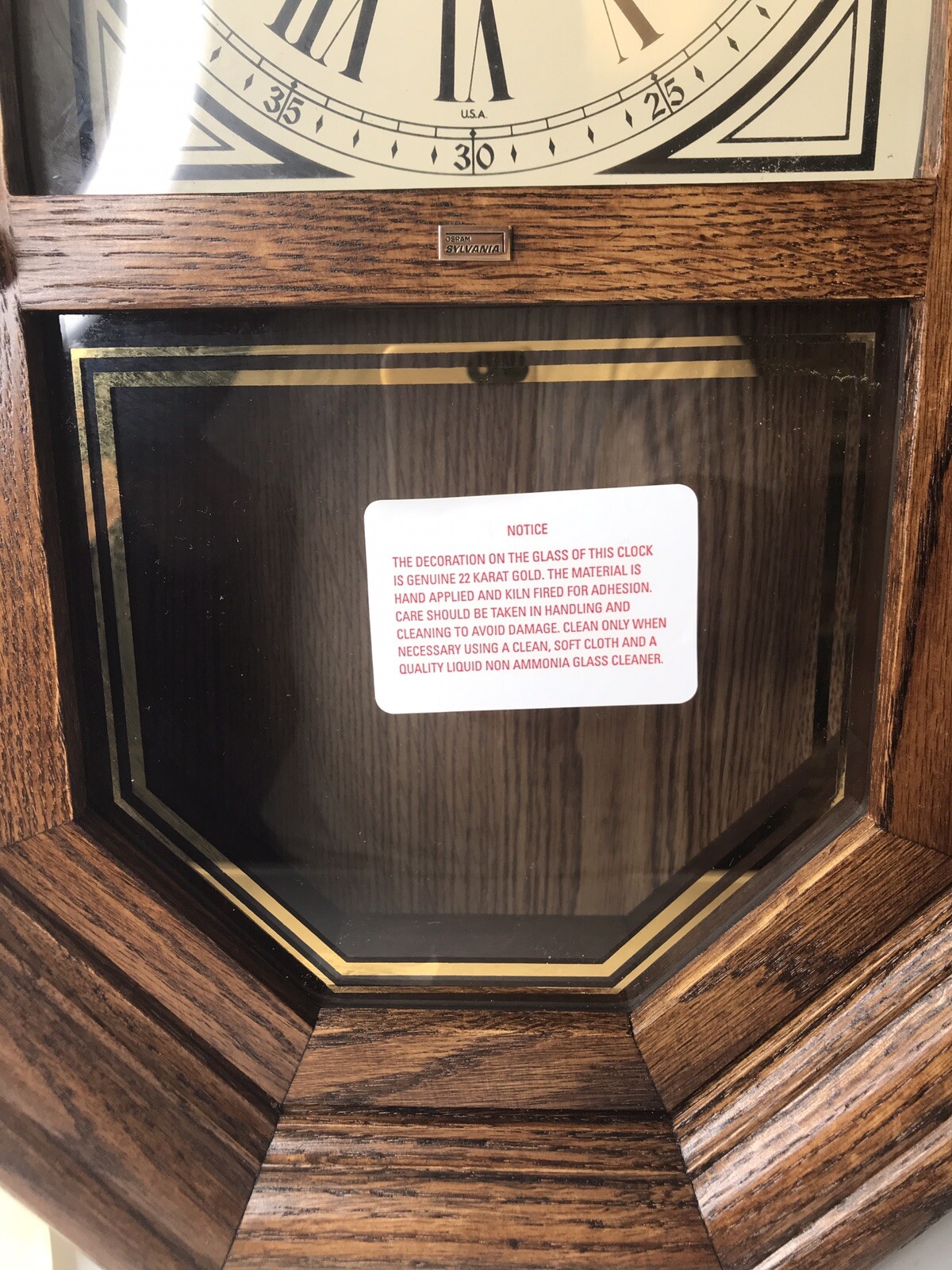 Vintage Howard Miller Chime Wall Clock 612475 Oak with Pendulum NOS