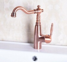 Antique Copper Bathroom Basin Faucet Vessel Sink Mixer Tap Single Hole/Handle