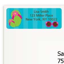Flip Flops Girl Birthday Party Personalized Return Address Stickers - 27 labels