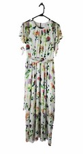 Calvin Klein Womens 4 Garden Floral Cold Shoulder Flounce Maxi Dress Cottagecore