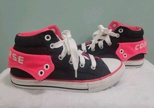 Converse All Star Chuck Taylor Youth Kids Sz 2 Shoes Black/Hot Pink - Fold Down