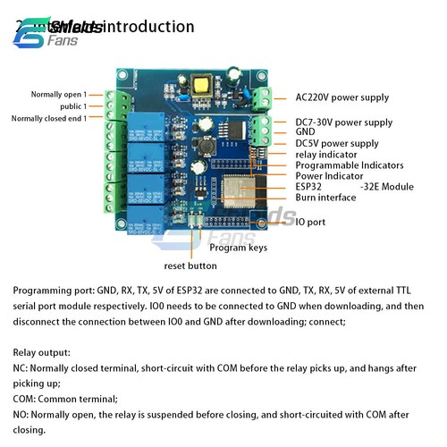 AC DC ESP32 WIFI Bluetooth 4 Channel Relay Module ESP32-. Development Board - Picture 7 of 17