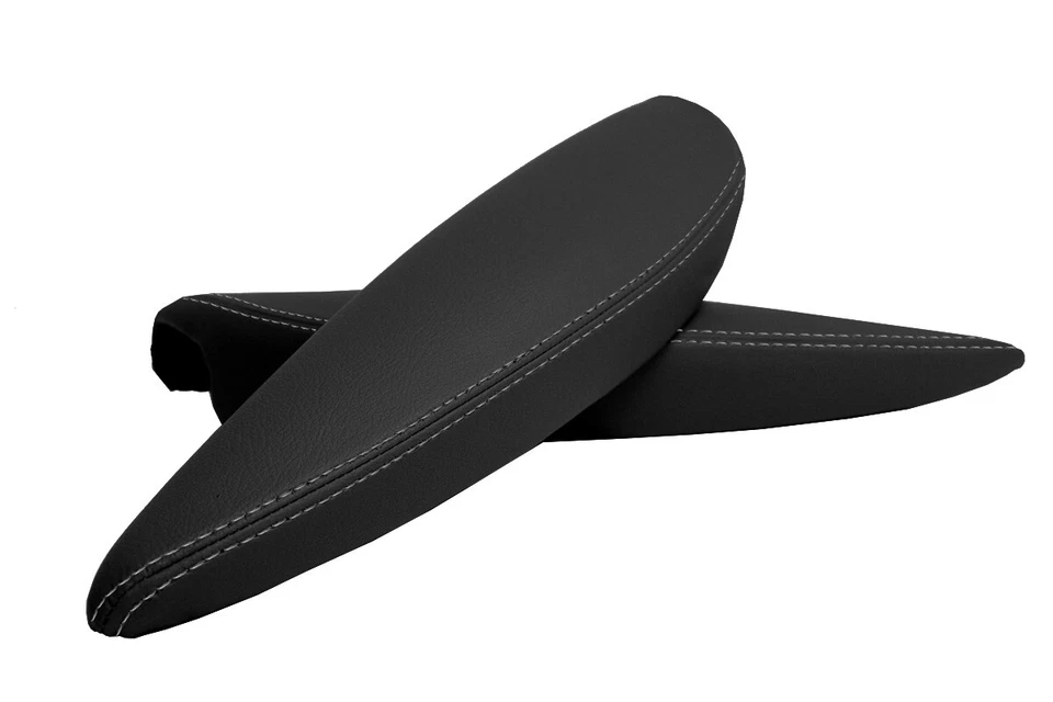 Se adapta a Mini Cooper R55 2007-2015 reposabrazos de cuero cubierta de panel de puerta puntada gris Foto 4 de 4