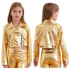 Kids Girl's Coat Stand Collar Jacket Baseball Sweatshirt Show Top Bomber Dance