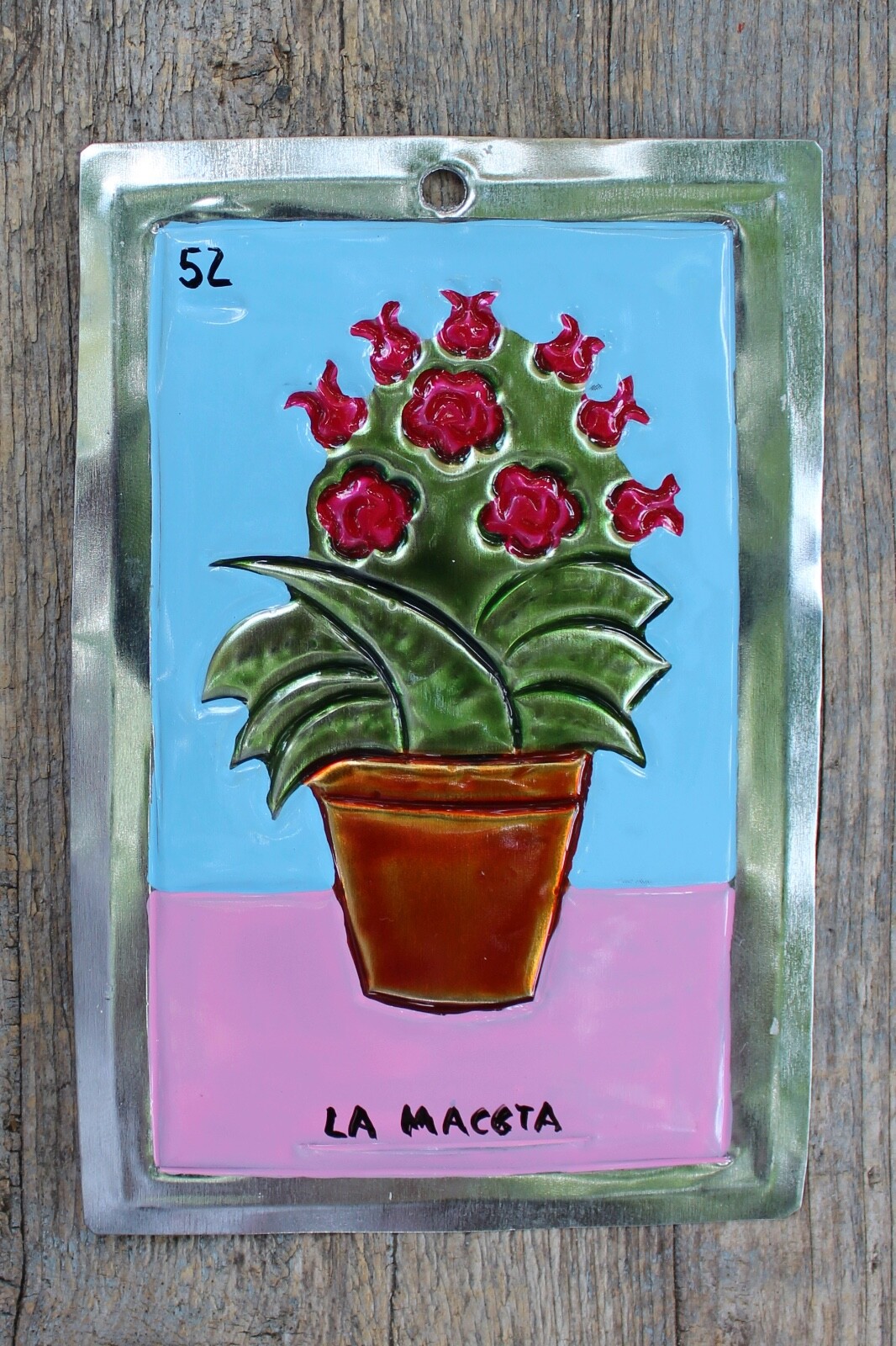 Tin Loteria Card #52 La Maceta - Flower Pot Mexican Folk Art Handmade  Oaxaca | eBay