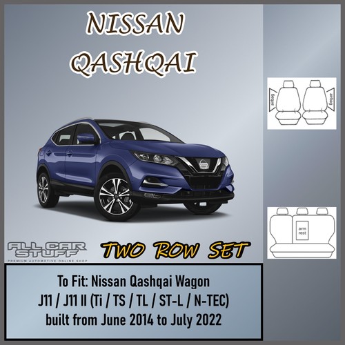 TrueFit Black Seat Covers for Nissan Qashqai Wagon J11 Wagon: 06/2014 to 07/2022 - Picture 2 of 10