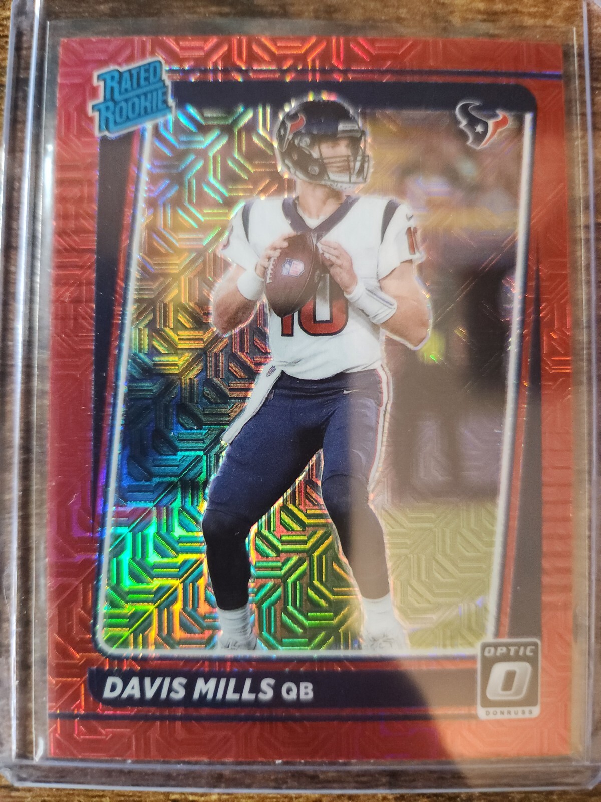 2021 Donruss Optic Davis Mills Red Mojo Prizm Rated Rookie RC #222 Texans
