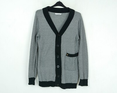 ELVINE Mens M Cardigan Thin Knit Jacket Striped Jumper Sweater Cotton Button Top