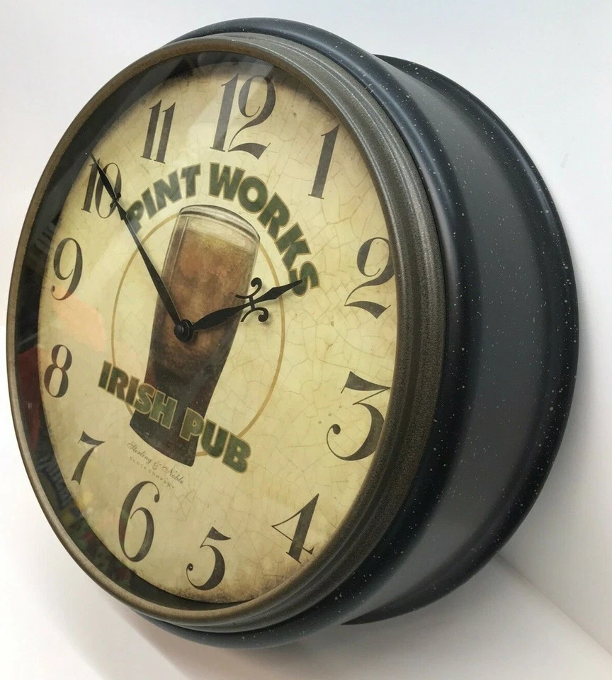 Pint Works Irish Pub Beer Wall Clock 16” Sterling & Noble Decor Bar 5” Deep - Image 2 of 4