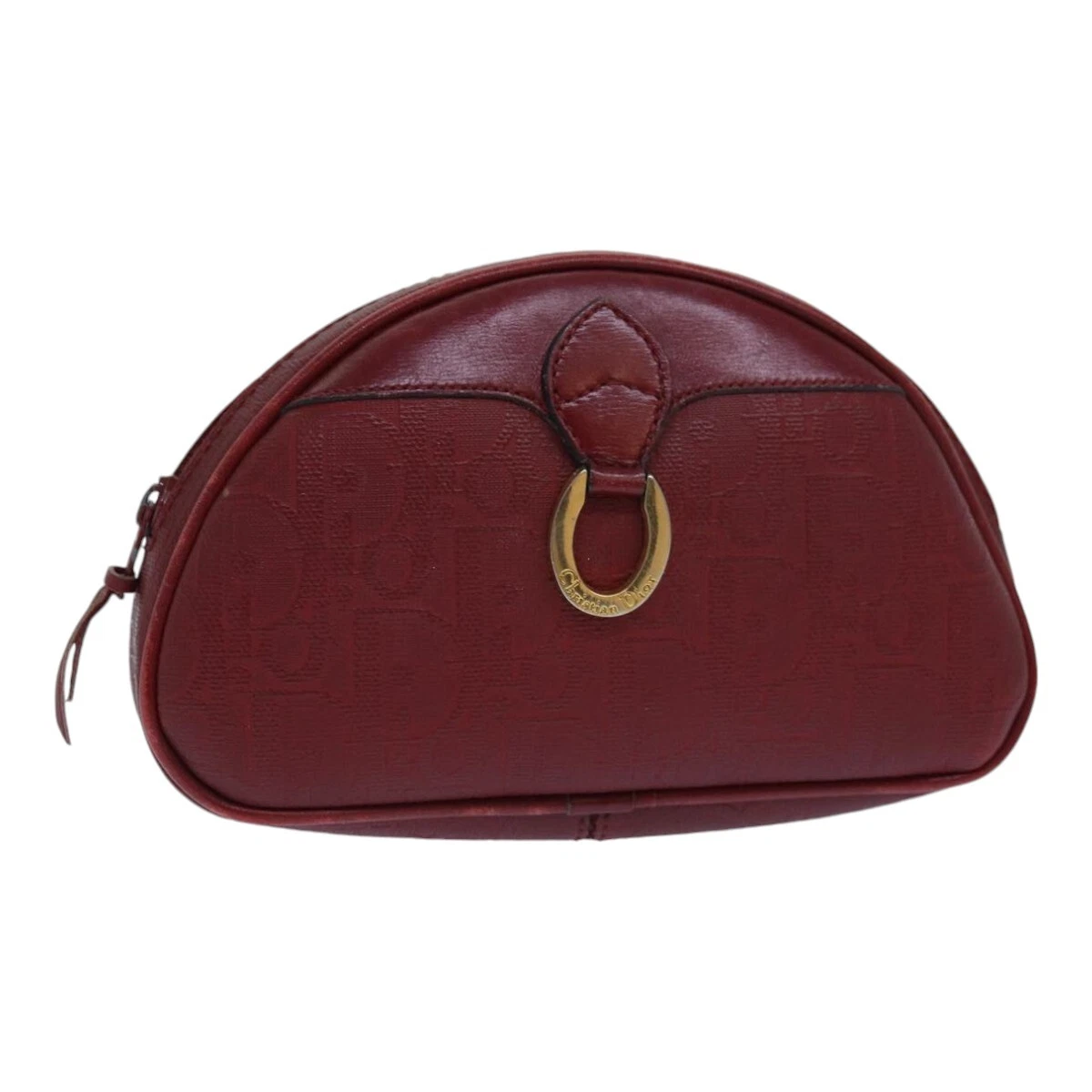 Pochette toile trotteur Christian Dior rouge or authentique am6747