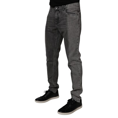 DOLCE & GABBANA Jeans Two Tone Gray Cotton Denim Men Trouser IT50