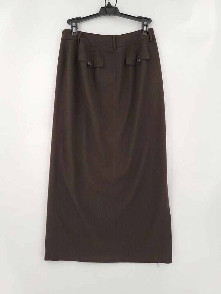 Falda Ann Taylor Loft para mujer talla 2 marrón liso lana elástica Foto 2 de 4