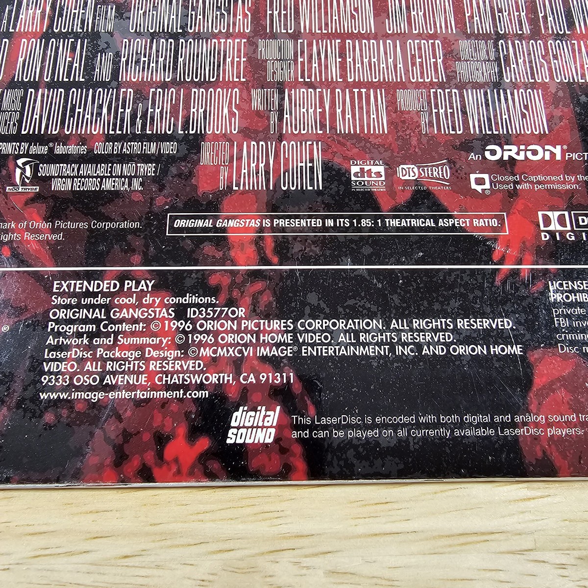 Original Gangstas Laser Disc LD 12