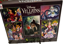 Disney Villains 5 Large Jigsaw Puzzle Set All Sealed 2- 500, 2-300, 1-750 Piece