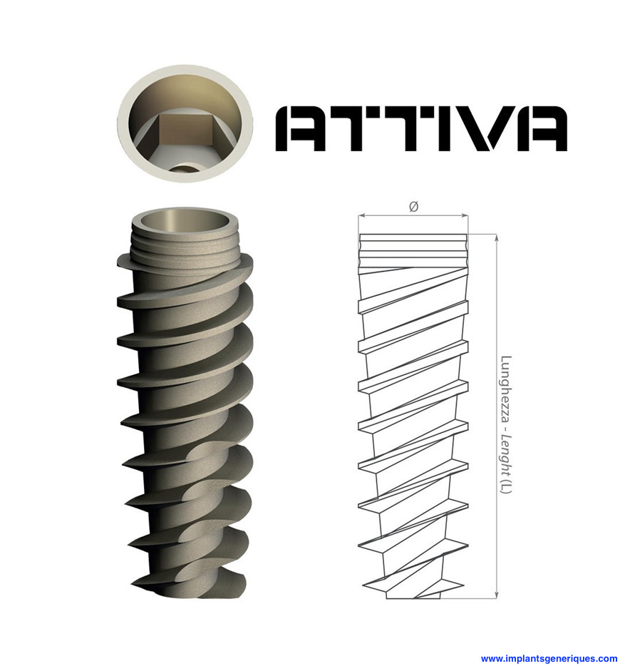 Implant dentaire générique ATTIVA COMPATIBLE ACTIVE™* Ø5,0 de remplacement