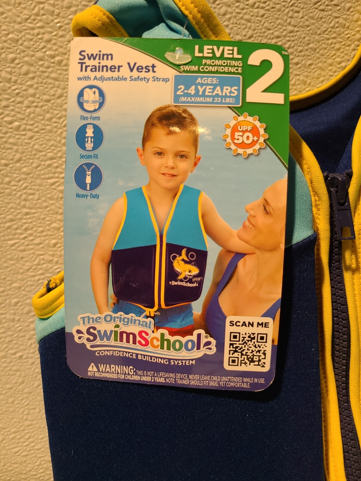 Swim School Trainer Life Vest Level 2 Age 46 Yrs 33lbs Max UPF 50 New