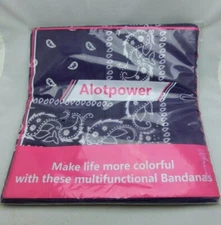100% Cotton Bandanas, Alotpower Multipurpose Paisley Printing Deep Purple 12pk