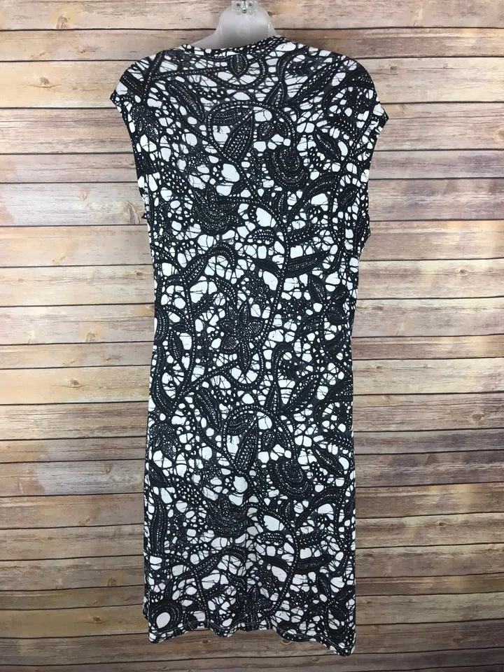 Thakoon платье женщин S черный цветочный Shift ассиметричный шеи крышка рукав вязаный - Изображение 2 из 4