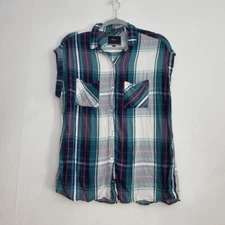 Rails Britt Short Sleeve Button Down Shirt Buffalo Check Plaid,  Size Medium