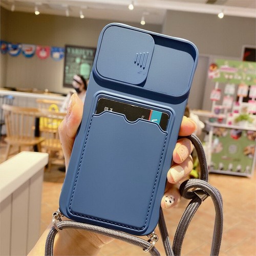 For iPhone 14 13 12 Pro Max 11 XS XR 7 8 Crossbody Necklace Card Slot Case Cover - Photo 8 sur 21