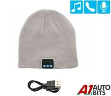 Grey Unisex Warm Hat Beanie with Bluetooth Connection and Built-in Headphones