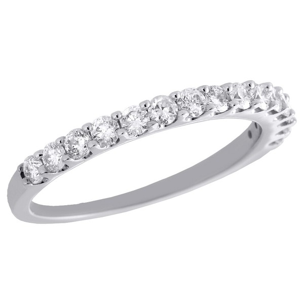 14K WeißGold Runde Diamant Memory Prong Set Hochzeitsring 0.50 CT-image
