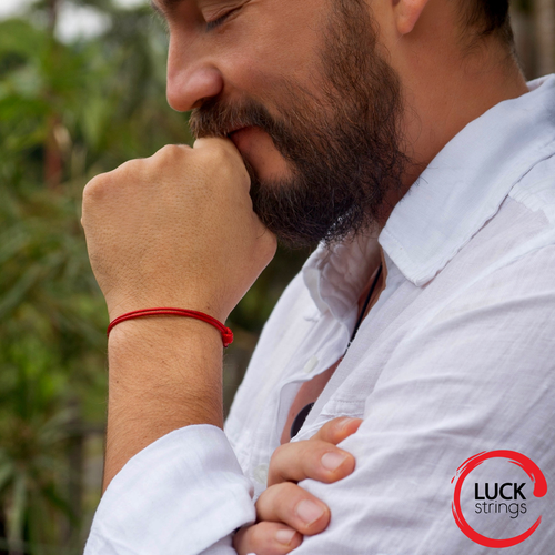 Mens adjustable red cord bracelet minimal surfer style beach jewelry unisex - Picture 21 of 39