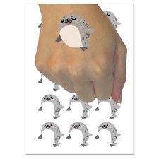 Round Chubby Spotted Seal Floating Temporary Tattoo Water Resistant Body Art Set